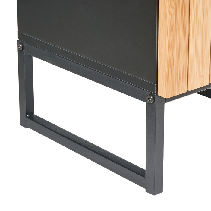 Beliani-MISCANTI-Badkamerkast-Lichtbruin|Zwart-30 x 90 cm-Bamboehout