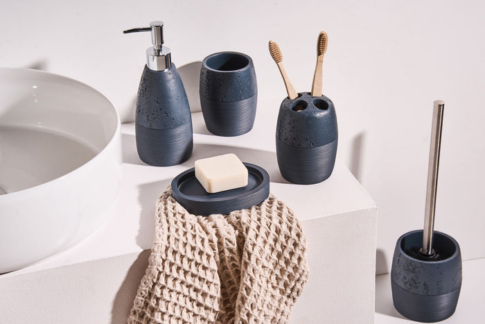 Beliani - YARAPA - Badkameraccessoireset - Donkerblauw - Polyresin