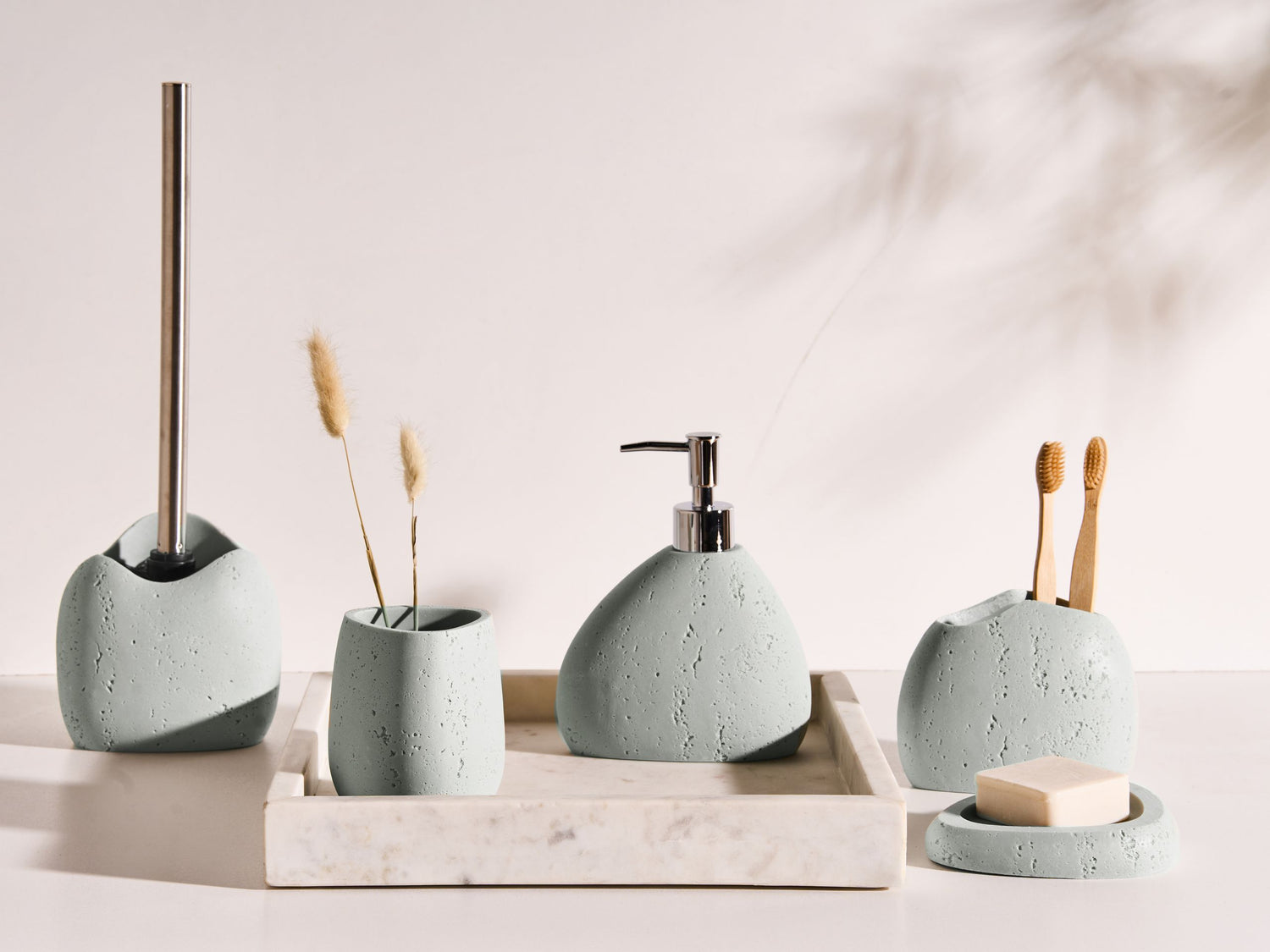 Beliani - COATA - Badkameraccessoireset - Lichtgrijs - Polyresin