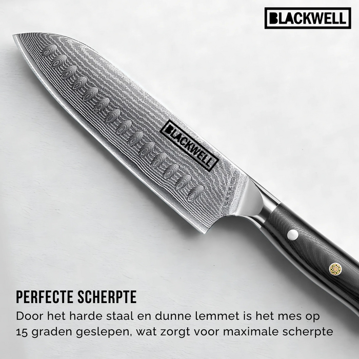 Blackwell Santokumes Japanse stijl - 67 lagen damaststaal - VG10 - 19 cm