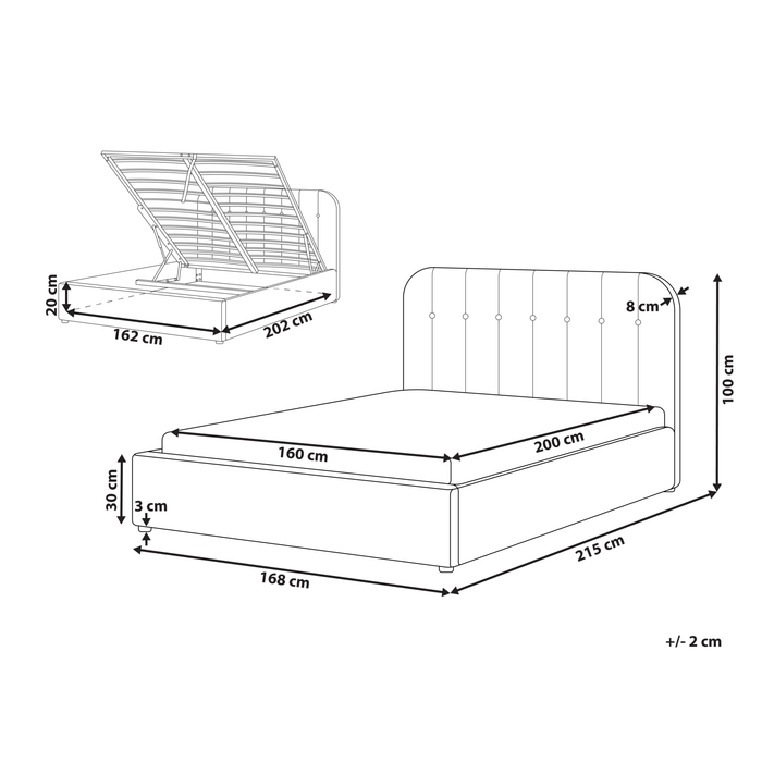 Beliani-CHALLANS-Bed met opbergruimte-Off-white-160 x 200 cm-Stof
