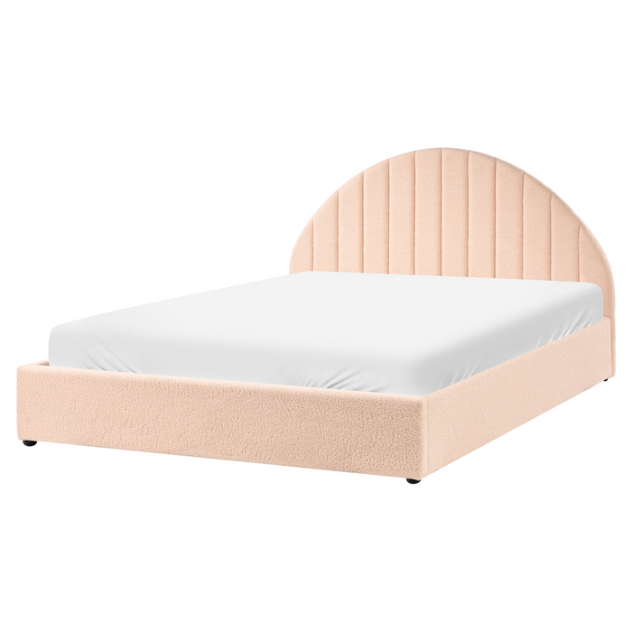 Beliani-CHADENET-Bed met opbergruimte-Perzikroze-160 x 200 cm-Bouclé