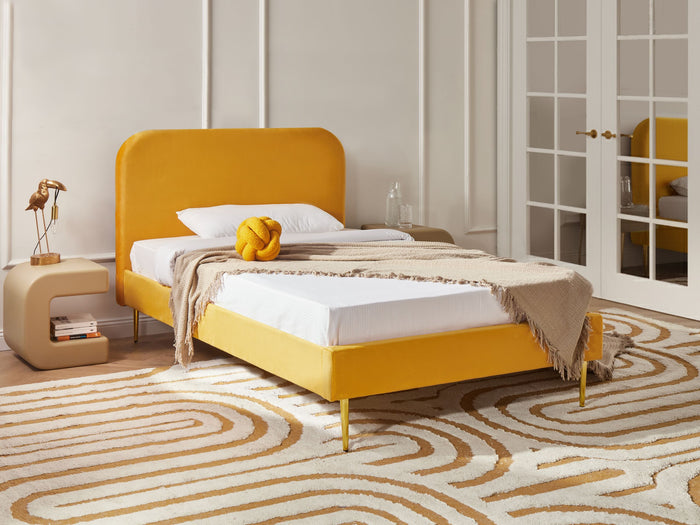 Beliani - FLAYAT - Eenpersoonsbed - Geel - 120 x 200 cm - Fluweel