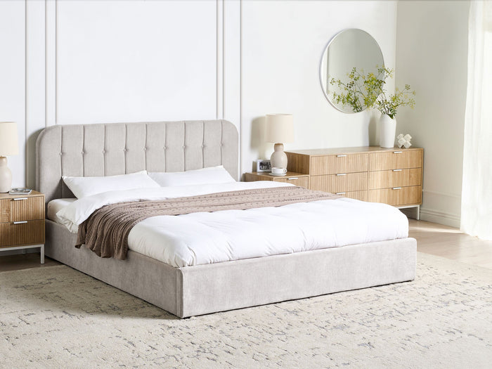 Beliani-CHALLANS-Bed opbergruimte-Gebroken wit-180 x 200 cm-Polyester