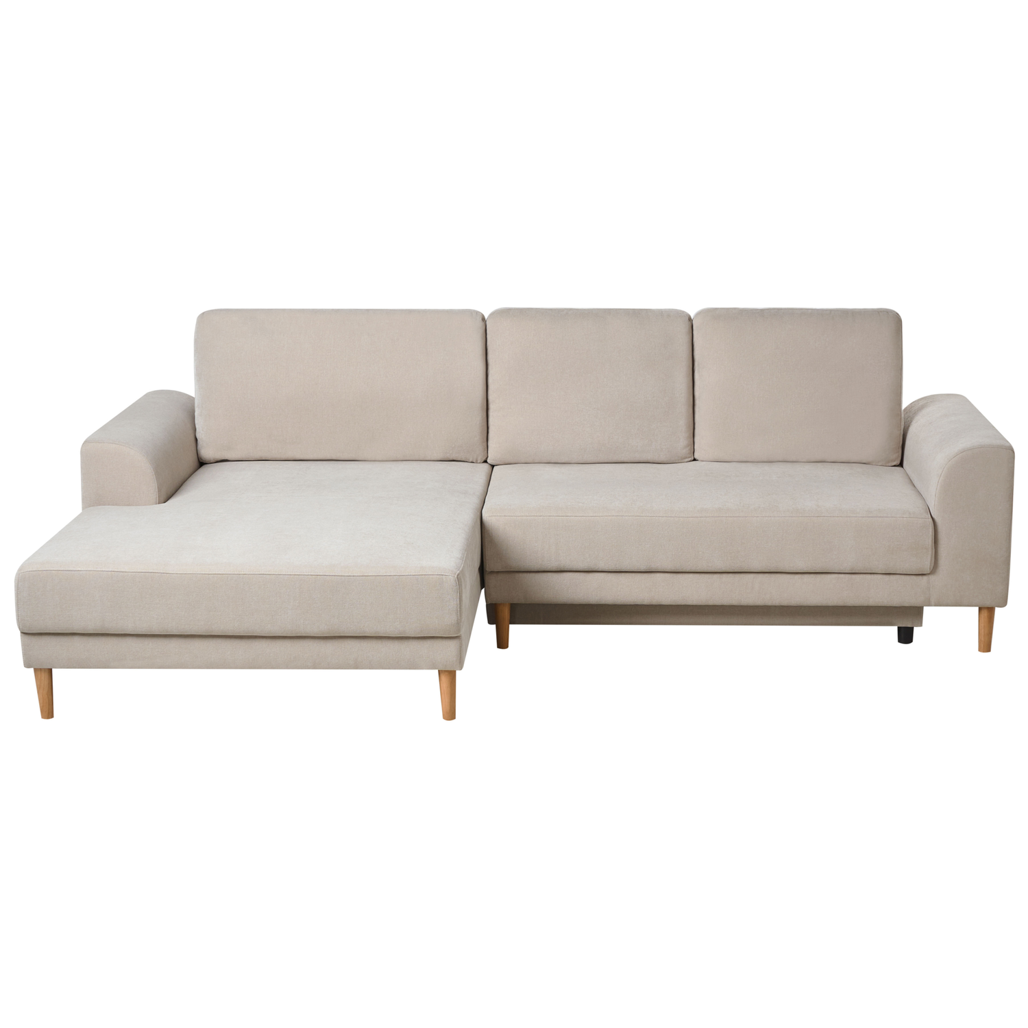 Beliani-NUBORG-Hoekslaapbank 3-zits-Lichtbeige-Rechtszijdig-Chenille