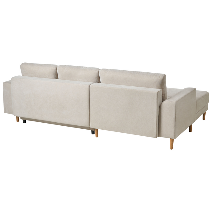 Beliani-NUBORG-Hoekslaapbank 3-zits-Lichtbeige-Rechtszijdig-Chenille