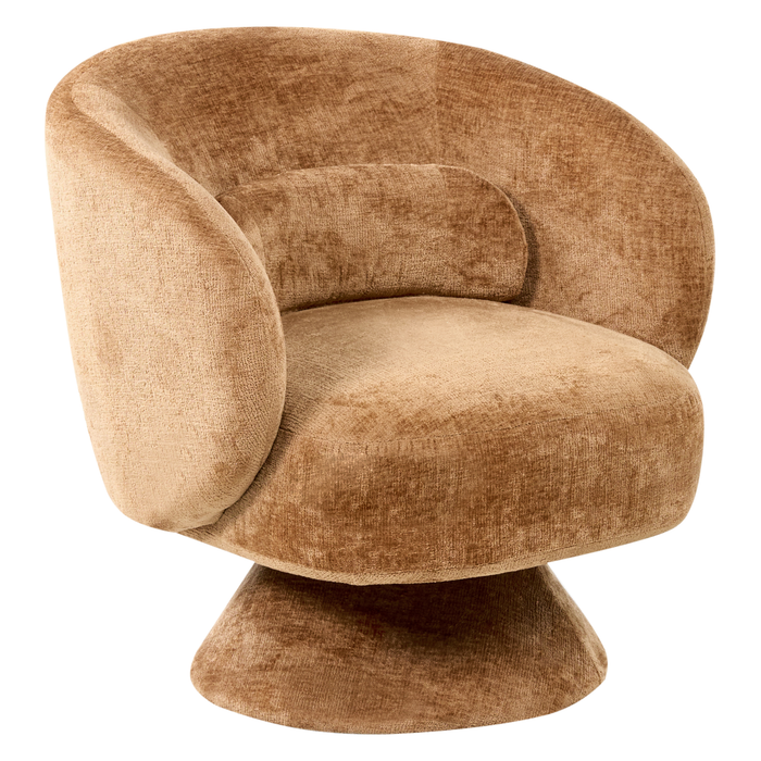 Beliani - LIEKSA - Draaifauteuil - Goudbruin - Chenille