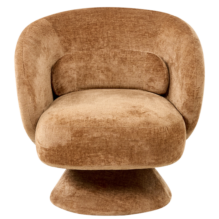 Beliani - LIEKSA - Draaifauteuil - Goudbruin - Chenille