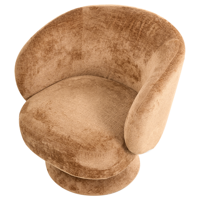 Beliani - LIEKSA - Draaifauteuil - Goudbruin - Chenille