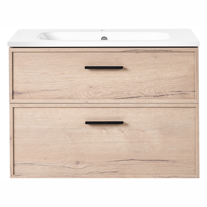 Beliani - YELCHO - Wandgemonteerd meubel met wasbak - Lichtbruin - MDF