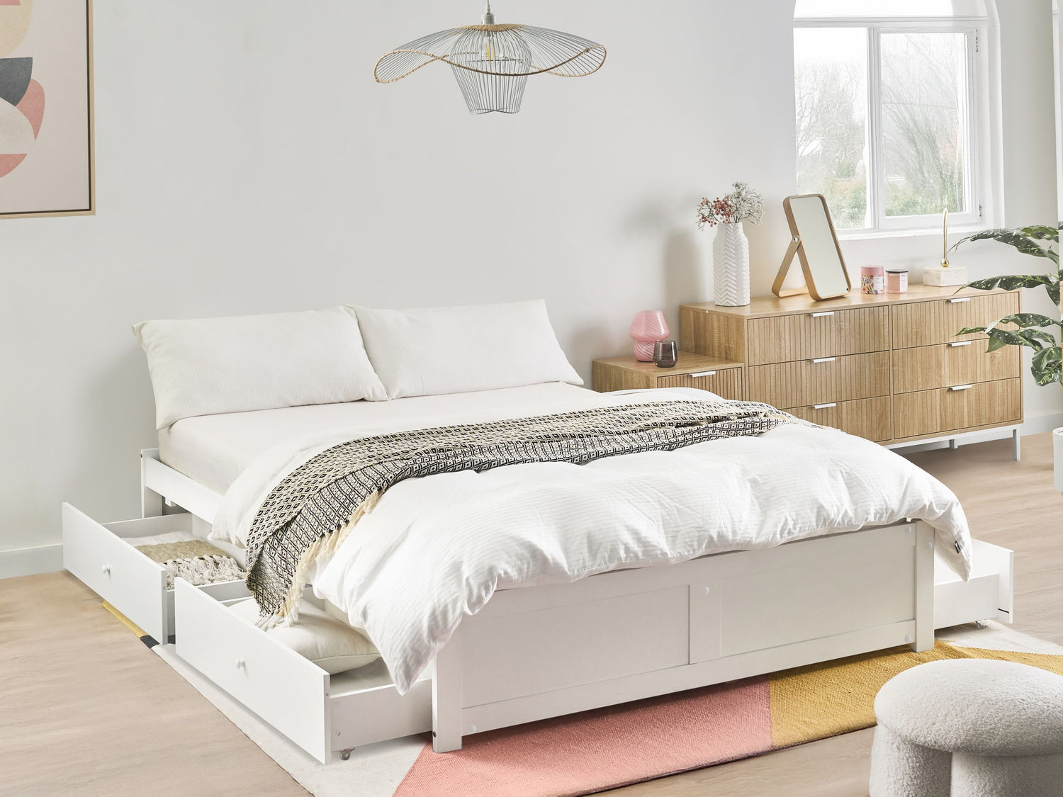 Beliani - BRUX - Bed met opbergruimte - Wit - 140 x 200 cm - Hout