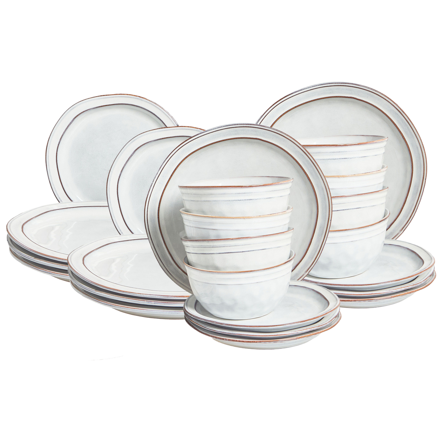 Beliani - CHIVES - Serviesset 24 delig - Lichtgrijs - Steengoed