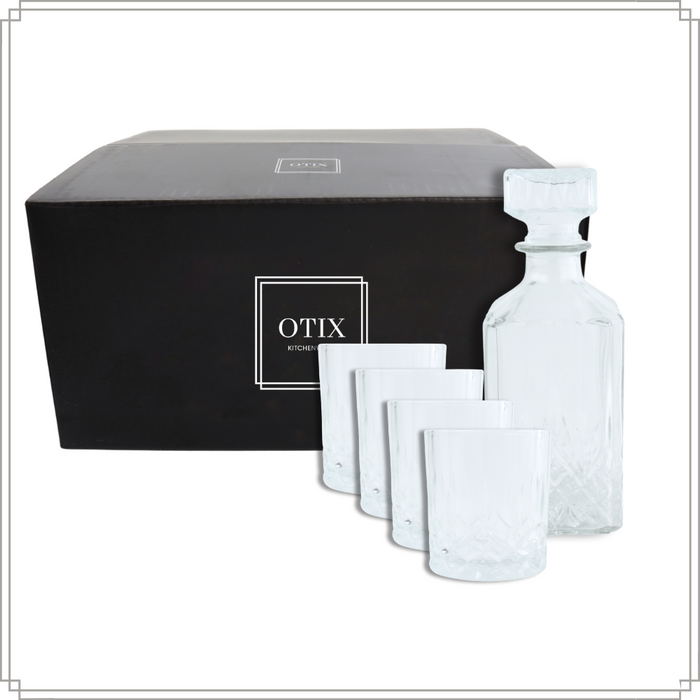 OTIX Whiskey Karaf 4 glazen 5-delig Transparant 900|230 ml Glas