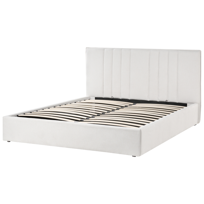 Beliani-TARASCON-Tweepersoonsbed-Lichtbeige-160 x 200 cm-Stof