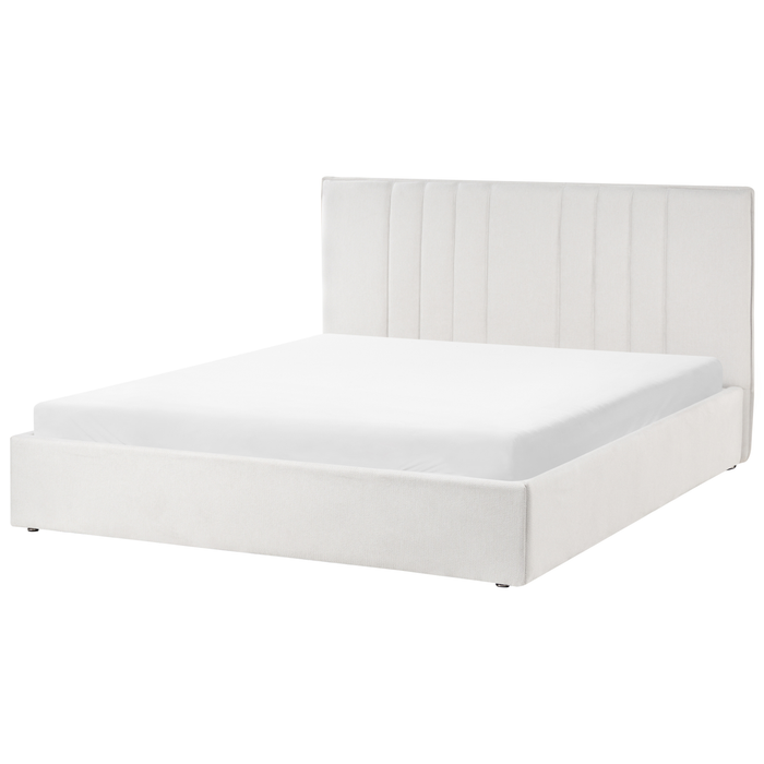 Beliani-TARASCON-Tweepersoonsbed-Lichtbeige-160 x 200 cm-Stof