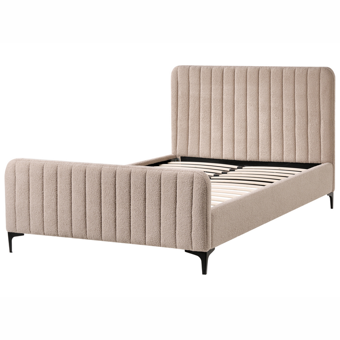 Beliani - LUNAN - Tweepersoonsbed - Beige - 120 x 200 cm - Bouclé