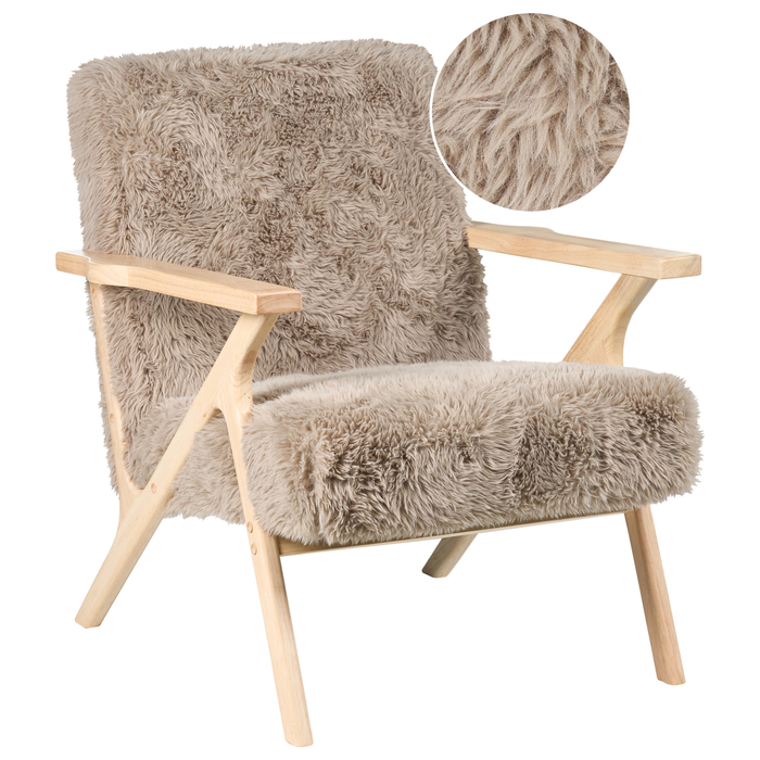 Beliani - KISA - Fauteuil - Taupe - Kunstbont