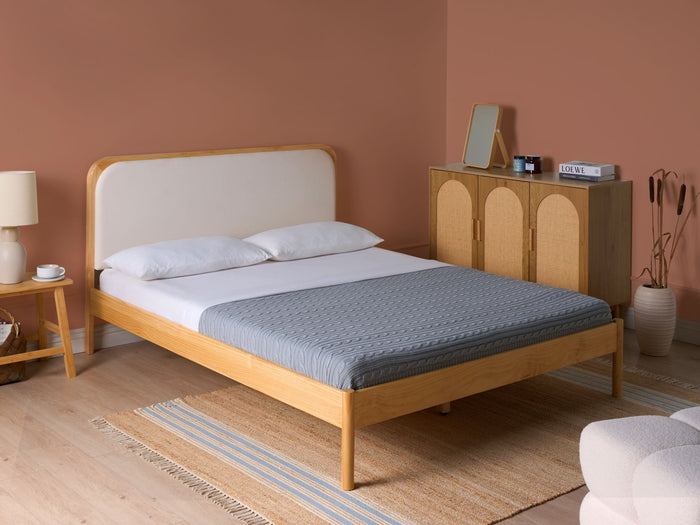 Beliani-DOSCHES-Tweepersoonsbed-Lichtbruin-160 x 200 cm-Grenenhout