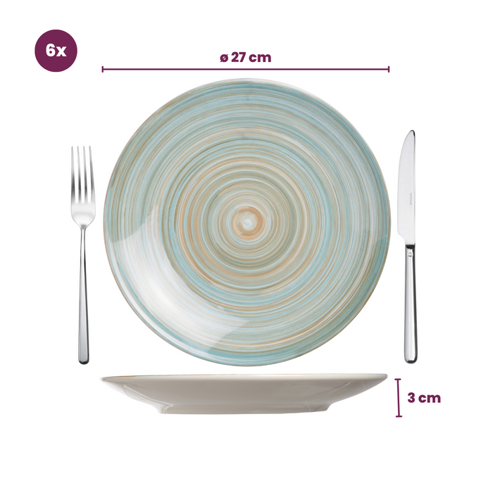 Cosy & Trendy Dinerborden Turbolino Blauw ø 27 cm - 6 stuks