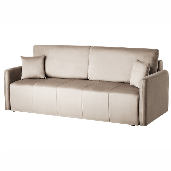 Beliani - EGGE - Driezitsbank - Taupe - Fluweel