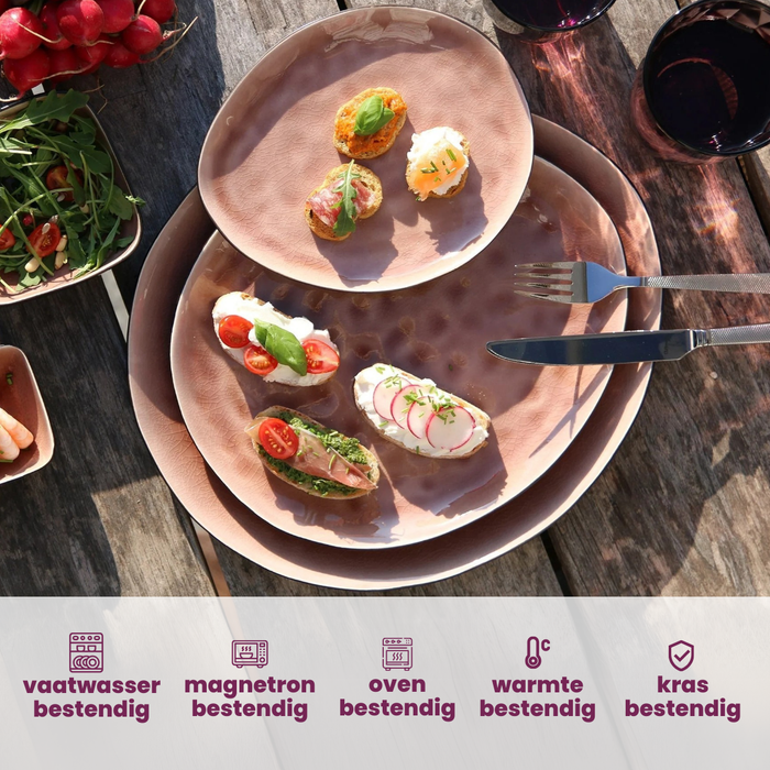 Cosy & Trendy Dinerborden Laguna Old Rose - 27 x 23 cm - 4 Stuks
