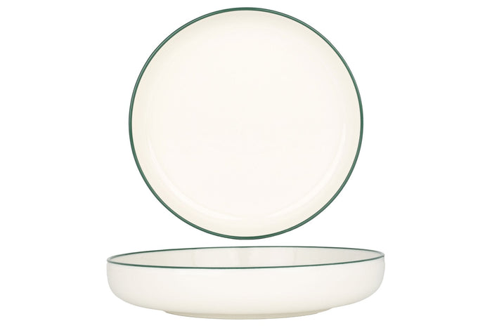 Rinart Diep bord - Green Edge - Porselein - 22 cm (800cc) - set van 6