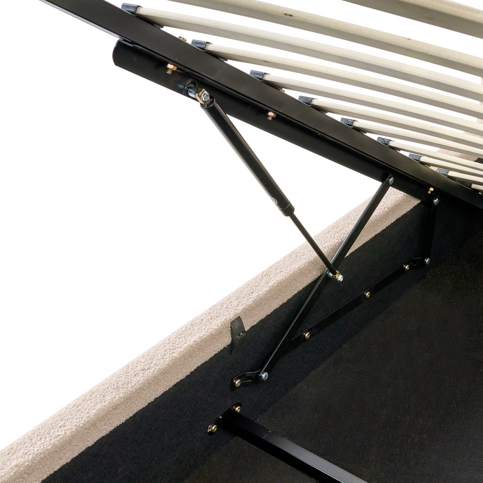 Beliani-BLAGNAC-Bed met opbergruimte-Lichtbeige-90 x 200 cm-Bouclé