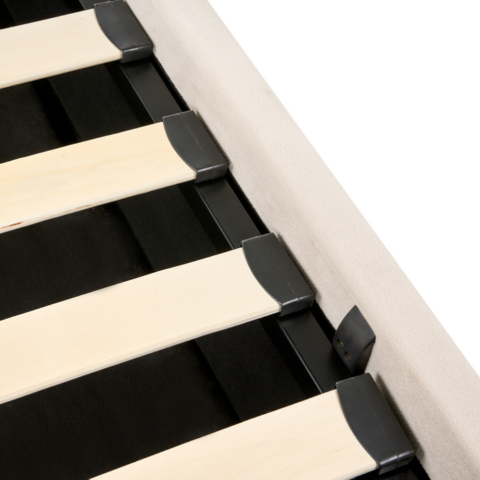 Beliani-DREUX-Bed met opbergruimte-Lichtbeige-160 x 200 cm-Fluweel