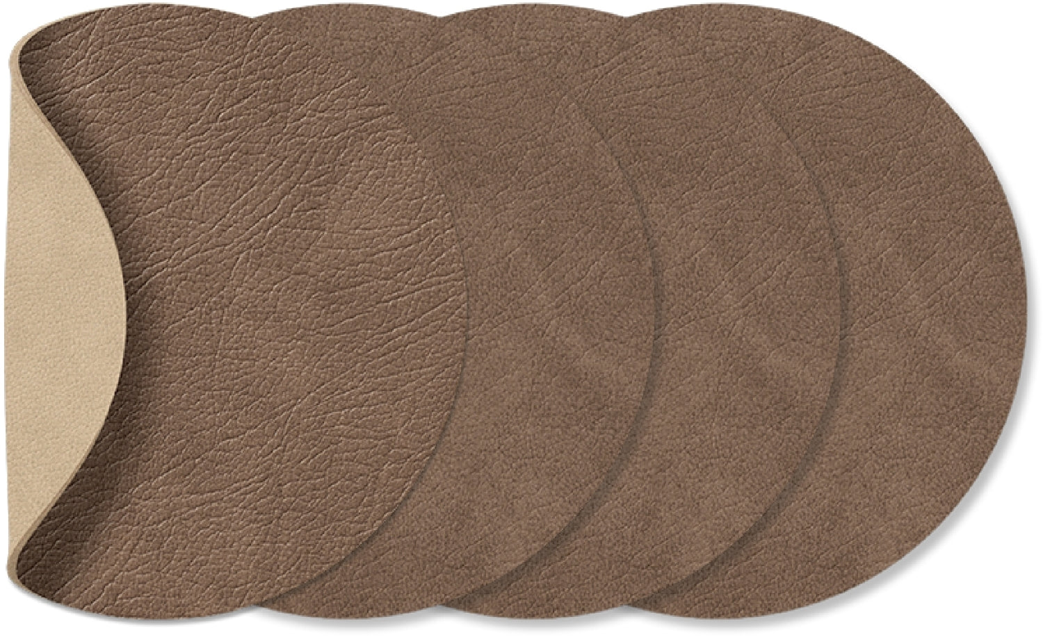 LIND DNA Onderzetters Nupo - Leer - Brown | Sand - dubbelzijdig - 13 x 11 cm - 4 Stuks