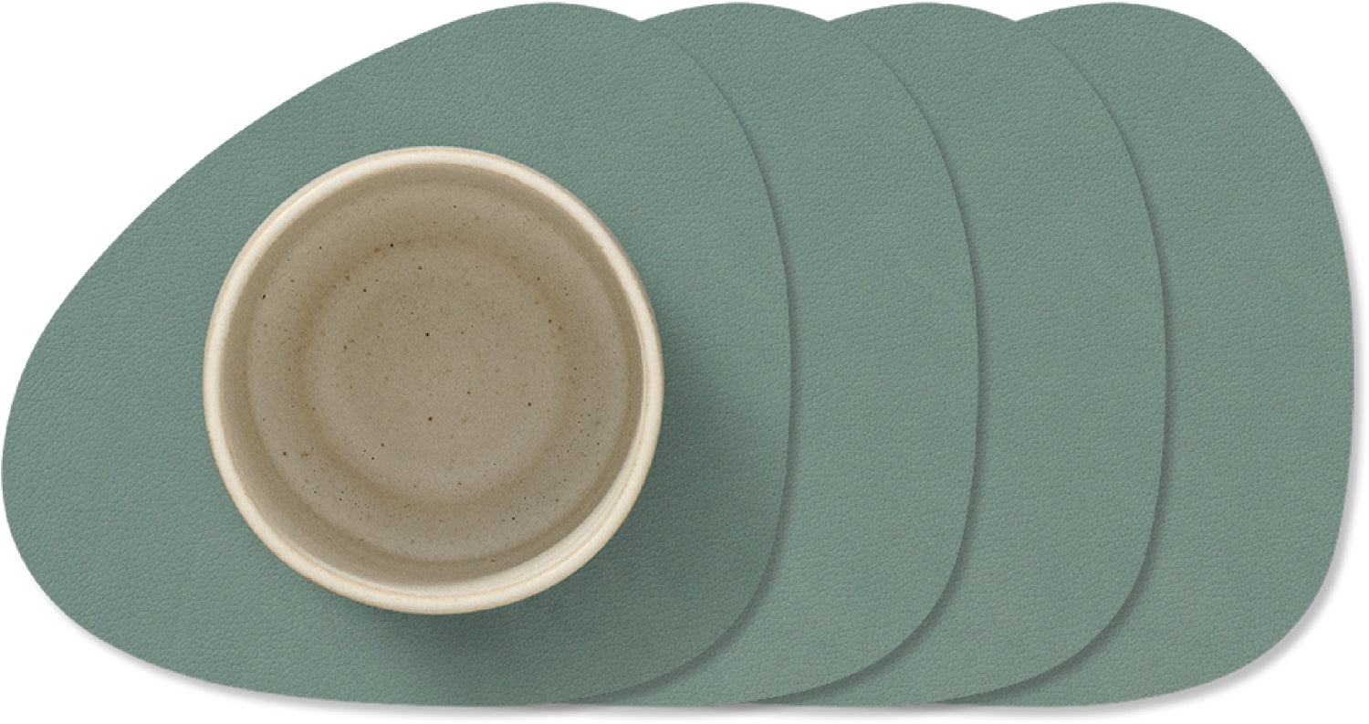 LIND DNA Onderzetters Nupo - Leer - Pastel Green - 13 x 11 cm - 4 Stuks