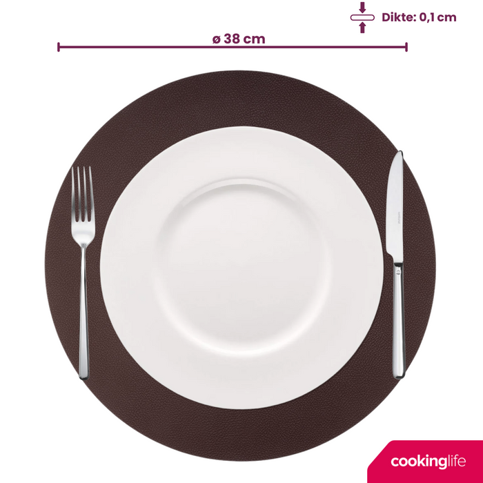 Cookinglife Placemats - Dubbelzijdig - Bruin | Zand ø 38 cm - 6 Stuks