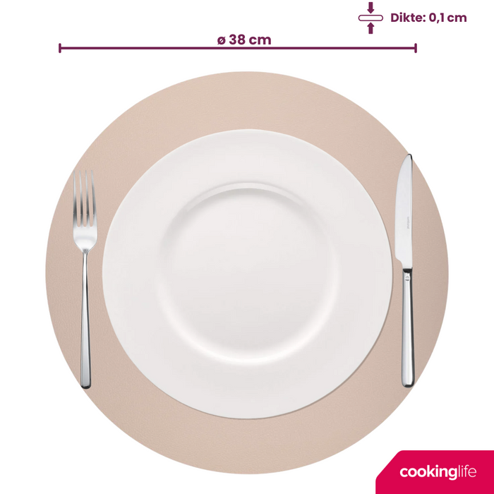 Cookinglife Placemats - Dubbelzijdig - Bruin | Zand ø 38 cm - 6 Stuks