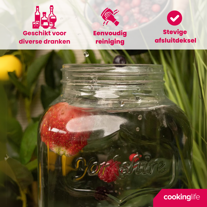 Cookinglife Drankdispenser met Kraantje en Houder - 4 liter