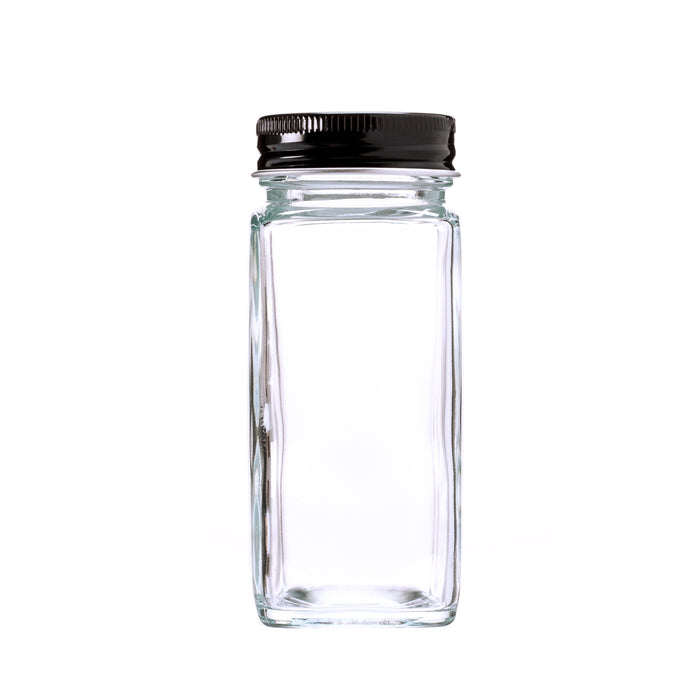 XIVADA Glazen kruidenpotjes vierkant - Stickers - Zwart - 24 stuks