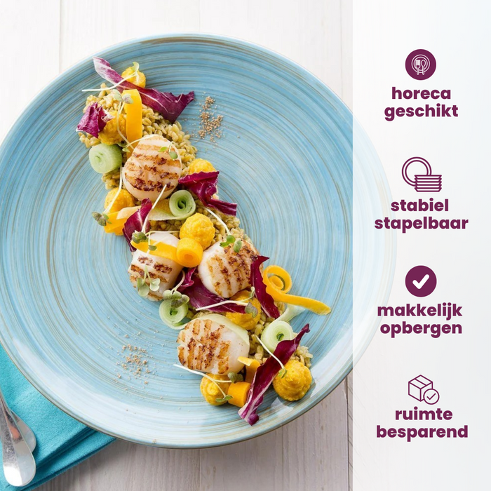 Cosy & Trendy Ontbijtborden Turbolino Blauw ø 22 cm - 6 stuks