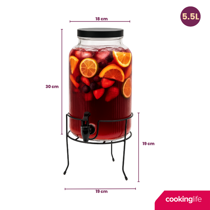 Cookinglife Drankdispenser met Kraantjes en Houders - 2 x 5.5 liter
