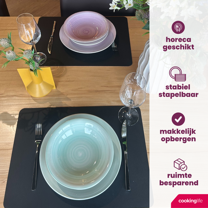 Cookinglife Serviesset Pastel Harmony 18-delig | 6 personen - 6 dinerborden, 6 ontbijtborden en 6 kommen