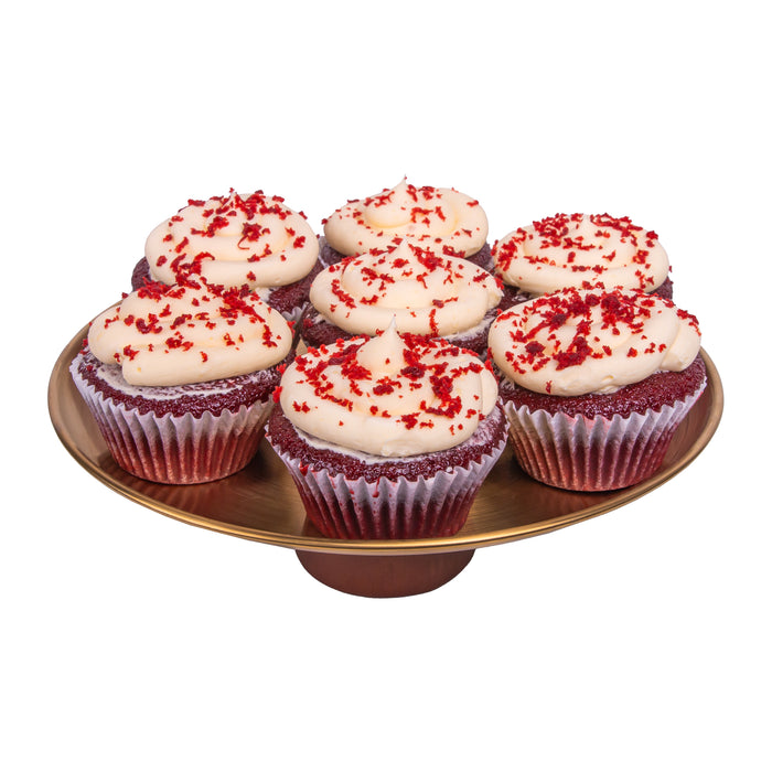 QUVIO Schaal op voet - Etagère - Metaal - Hout - 22x8 cm - Goud