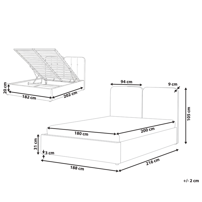 Beliani-ARBOIS-Bed met opbergruimte-Beige-180 x 200 cm-Polyester