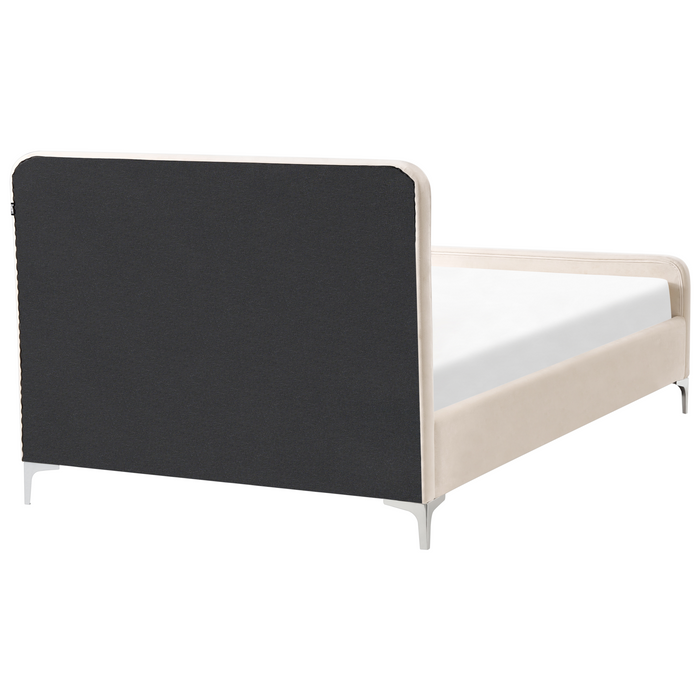 Beliani - LUNAN - Tweepersoonsbed - Beige - 120 x 200 cm - Fluweel