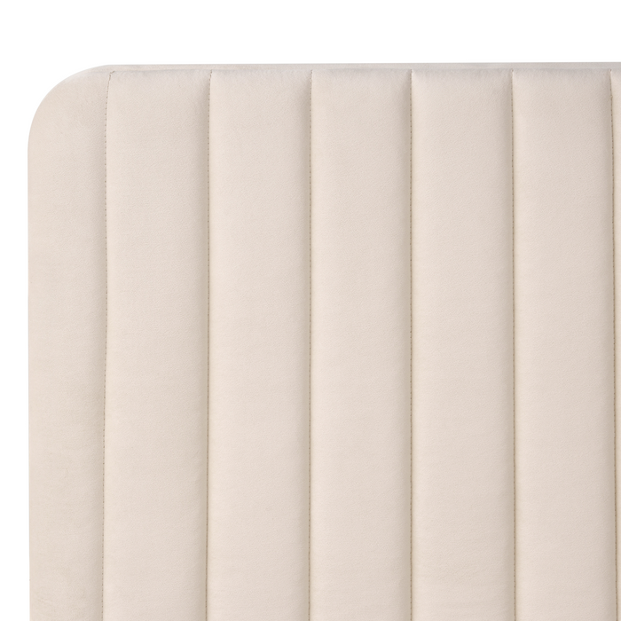 Beliani - LUNAN - Tweepersoonsbed - Beige - 120 x 200 cm - Fluweel