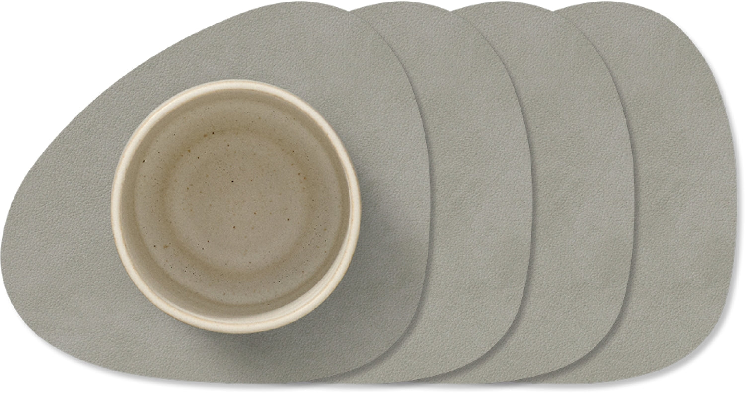 LIND DNA Onderzetters Nupo - Leer - Light Grey - 13 x 11 cm - 4 Stuks