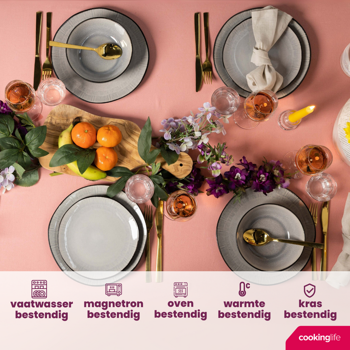 Cookinglife Serviesset Nola Warm Grey 18-delig | 6 personen