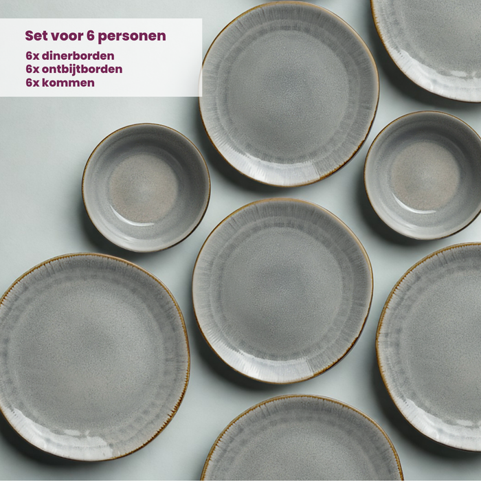 Cookinglife Serviesset Nola Warm Grey 18-delig | 6 personen