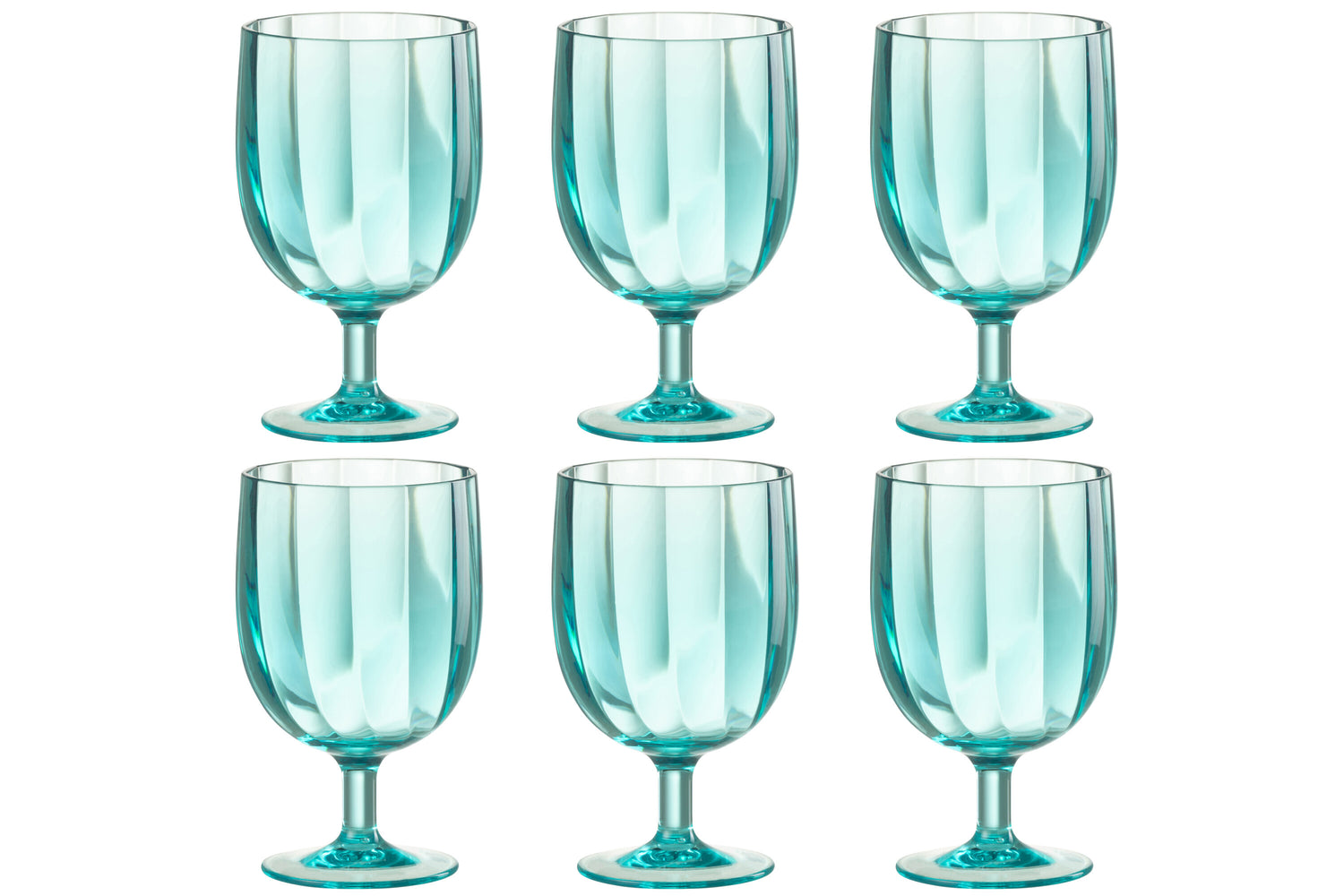 J-Line wijnglas - plastic - blauw - 6 stuks