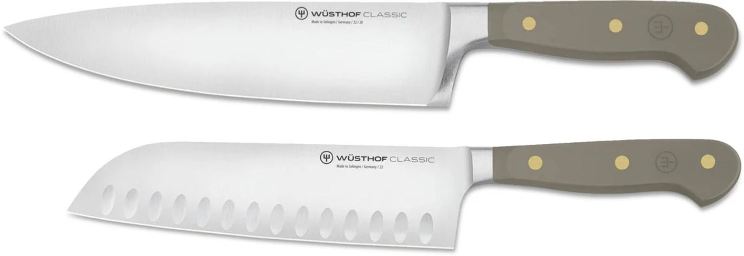 Wusthof Messenset Koksmes + Santokumes Classic Color - Velvet Oyster 2-delig