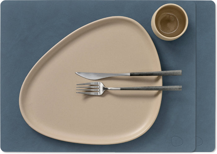 LIND DNA Placemats Nupo - Leer - Dark Blue - 45 x 35 cm - 2 Stuks