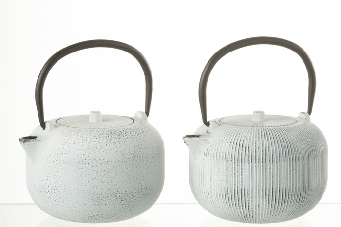 J-Line theepot - metaal - wit - 2 stuks