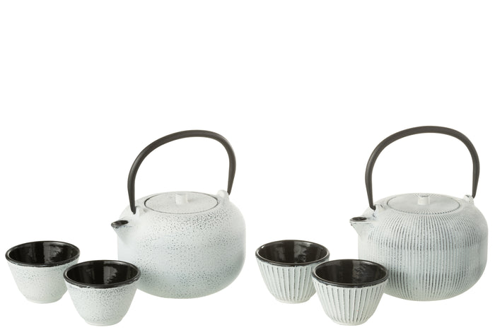 J-Line theepot - metaal - wit - 2 stuks