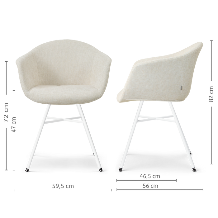 Nolon Noa-Otis Eetkamerstoel Cotton Beige - met Armleuning - Wit